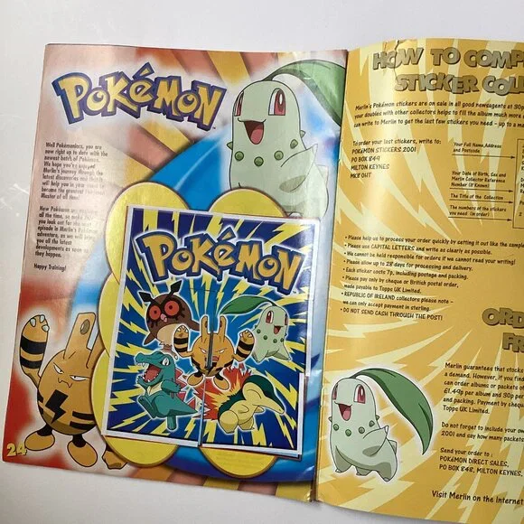 Merlin Topps Pokémon 2001 Album Book + Stickers English Issue Collectable - Picture 11 of 16